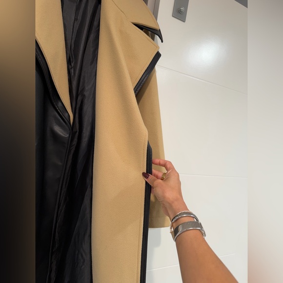 Topshop Black and Tan Women's Coat - Picture 6 of 10